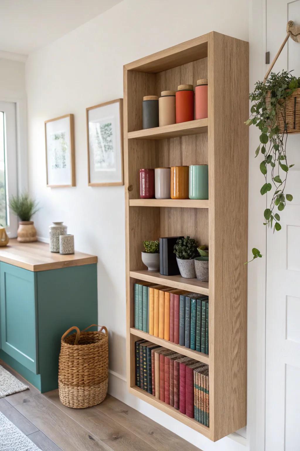 DIY “tumbler library” cubby rack—each cup gets its own slot for tidy, satisfying storage.
