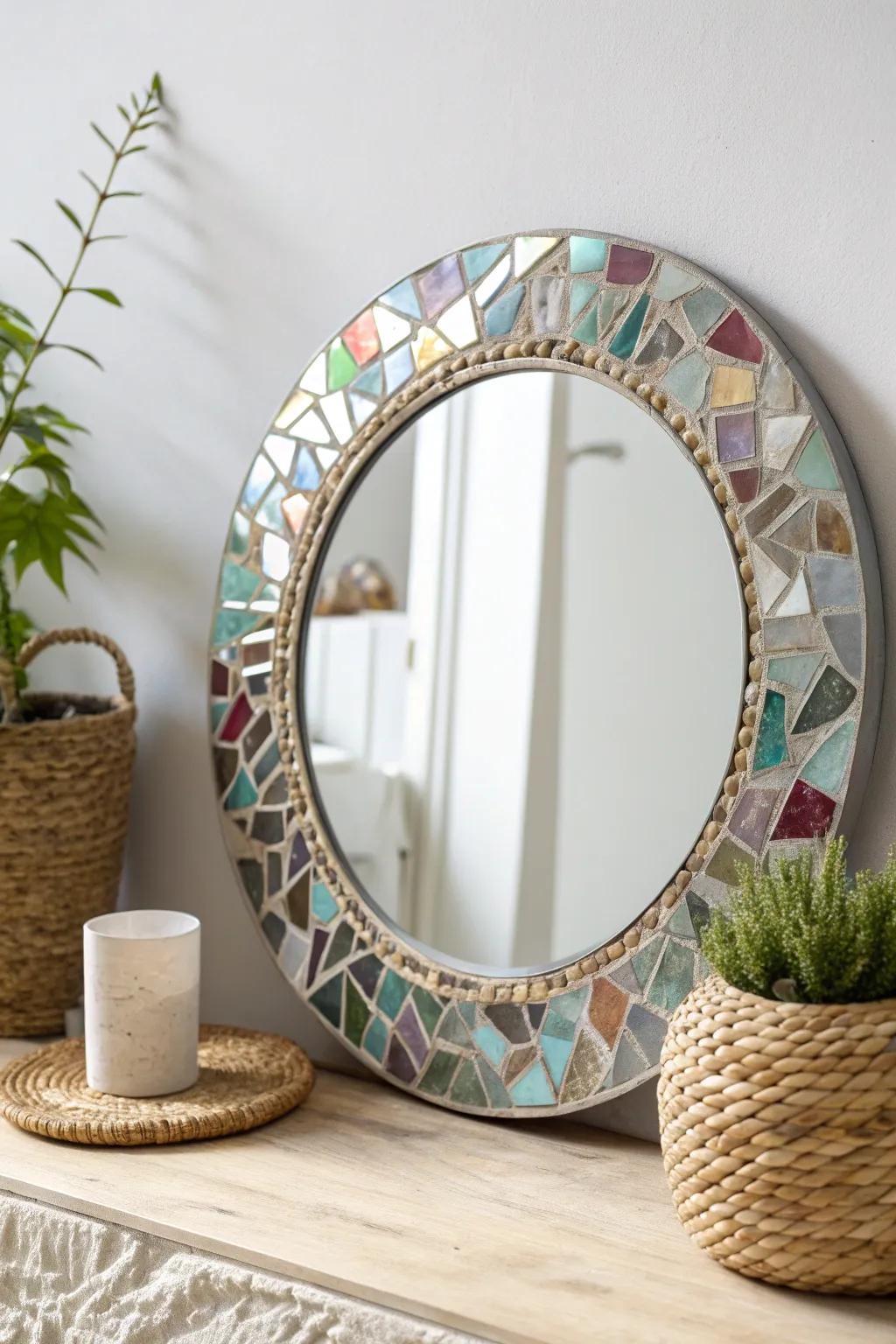 Transform old CDs into a stunning mosaic mirror that sparkles with color and creativity!