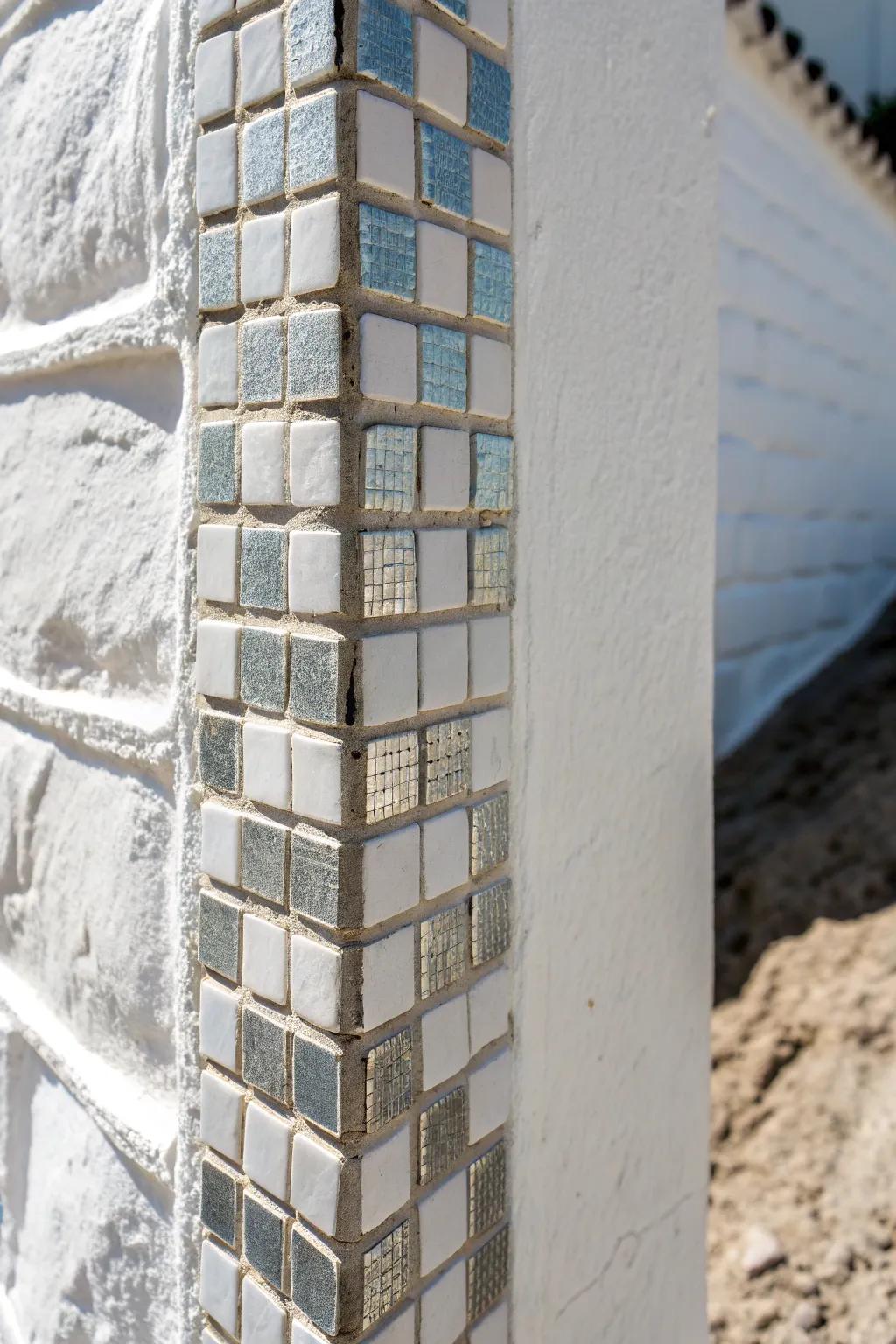 A slim mirror-tile corner mosaic that adds sparkle, height, and instant wow to small rooms.