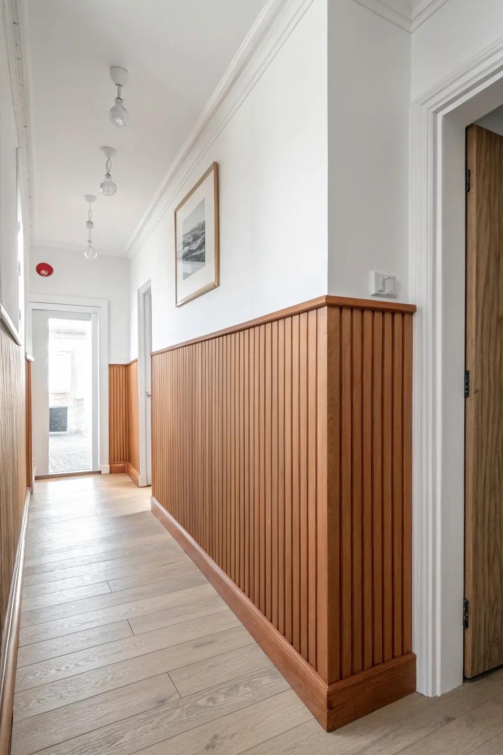 Turn a tiny “nothing wall” into a feature with a slim strip of fluted paneling instantly.