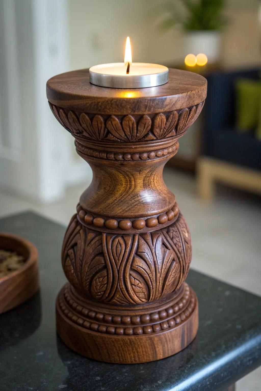Illuminate your space with the timeless charm of handcrafted wooden candle holders.