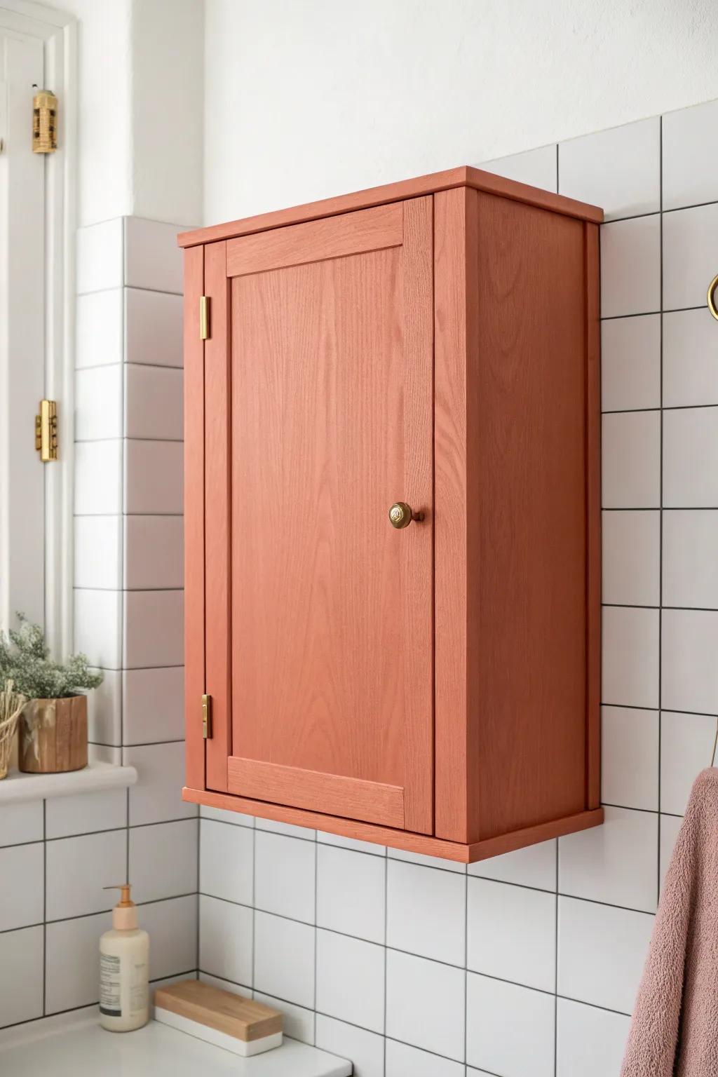 One bold cabinet color turns a neutral bathroom into a designed moment—fast, simple, chic.