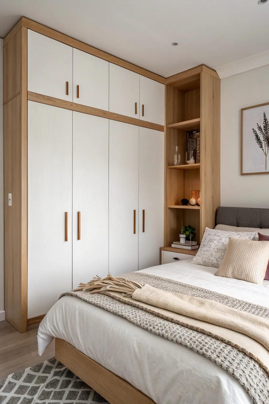Bed-bridge wardrobes frame your headboard into a built-in nook and free up precious wall space.