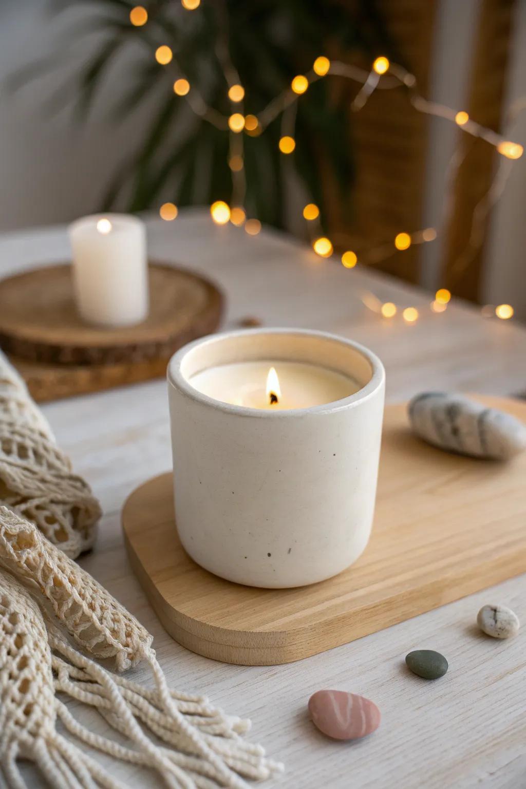 Transform your space with the gentle glow of artisanal candles, where simplicity meets natural beauty.