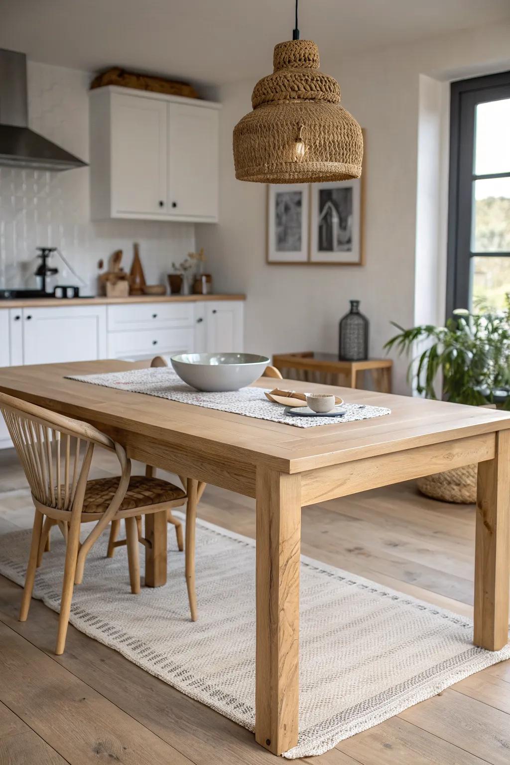 Swap the kitchen island for a sturdy dining table—prep, serve, and gather in one spot.