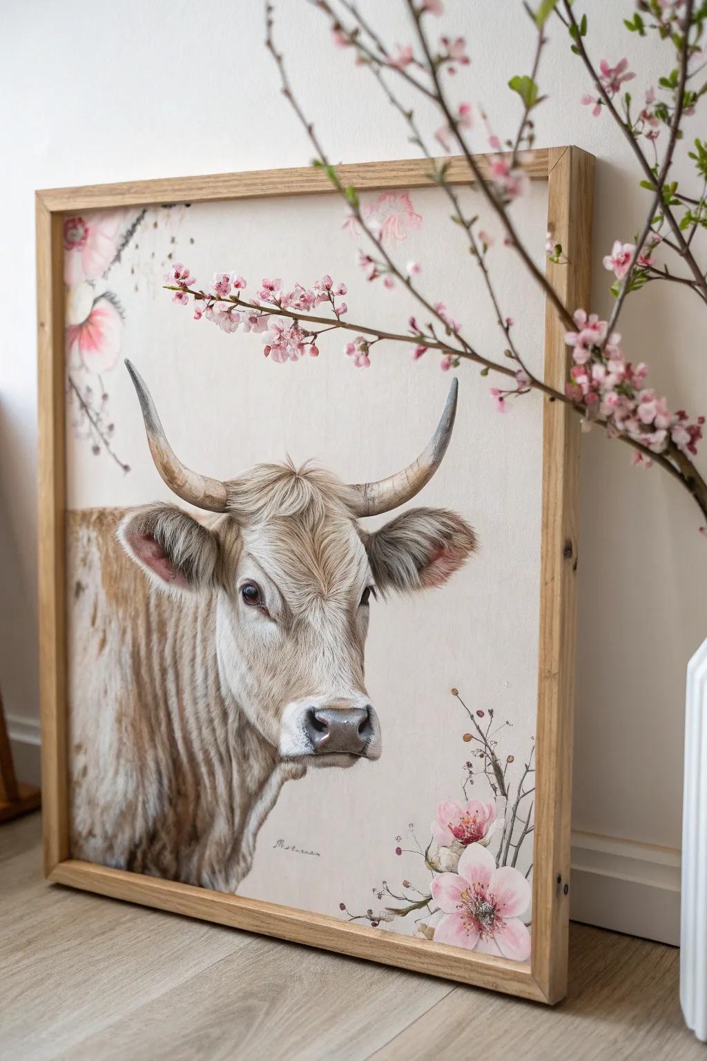 Celebrate the seasons with a touch of nature in your decor. 🌸🐄 #MinimalistArt #ScandiBoho