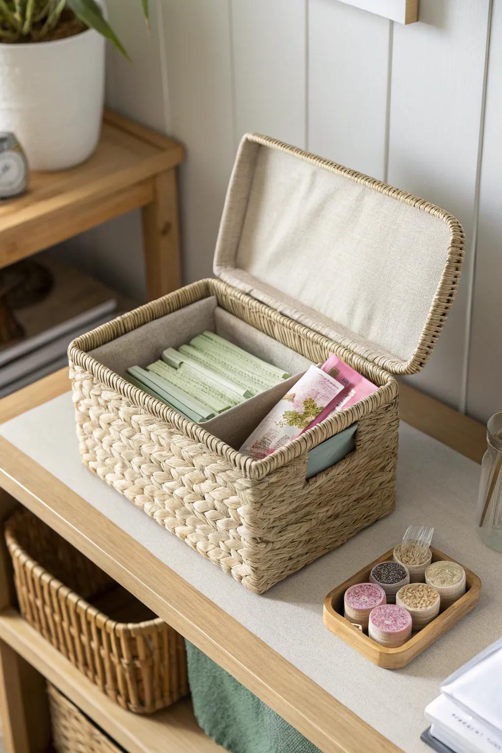 A hidden snack + self-care bin keeps your cubicle tidy, calm, and mess-free all day.