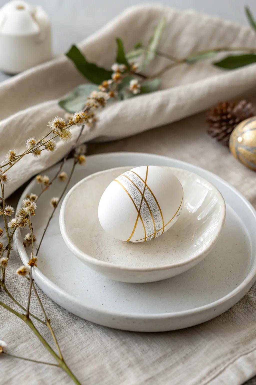 Elevate your Easter decor with these chic metallic accents that blend simplicity with a touch of glamour.