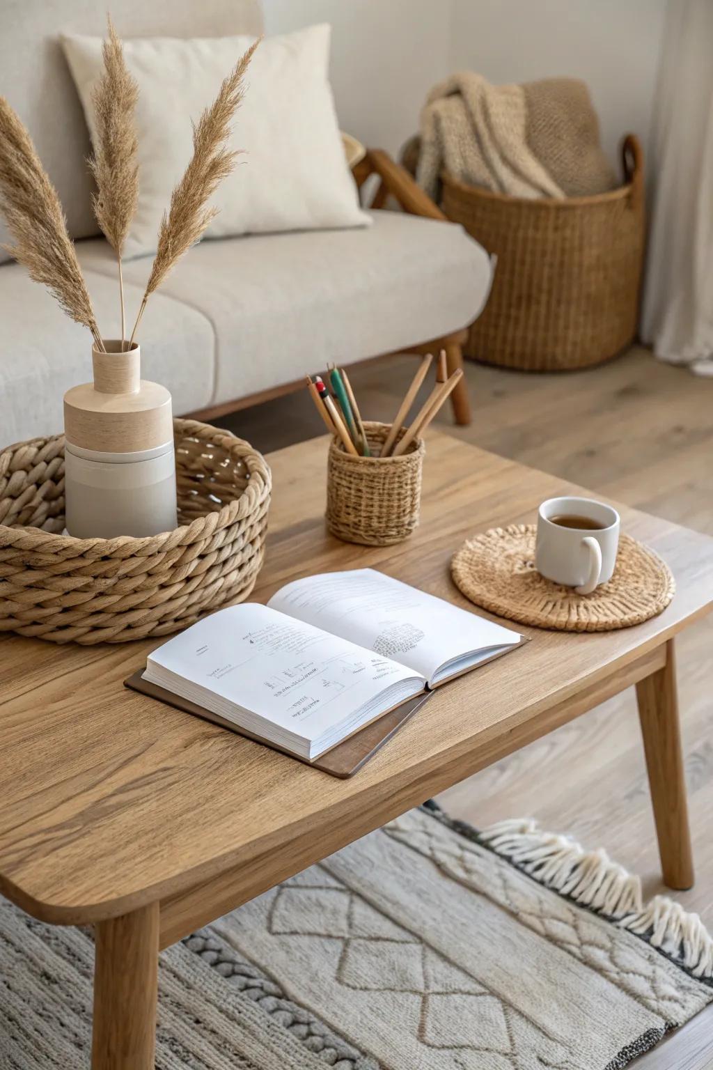 Turn a handcrafted coffee table into a cozy homeschool hub—perfect for tiny living rooms.