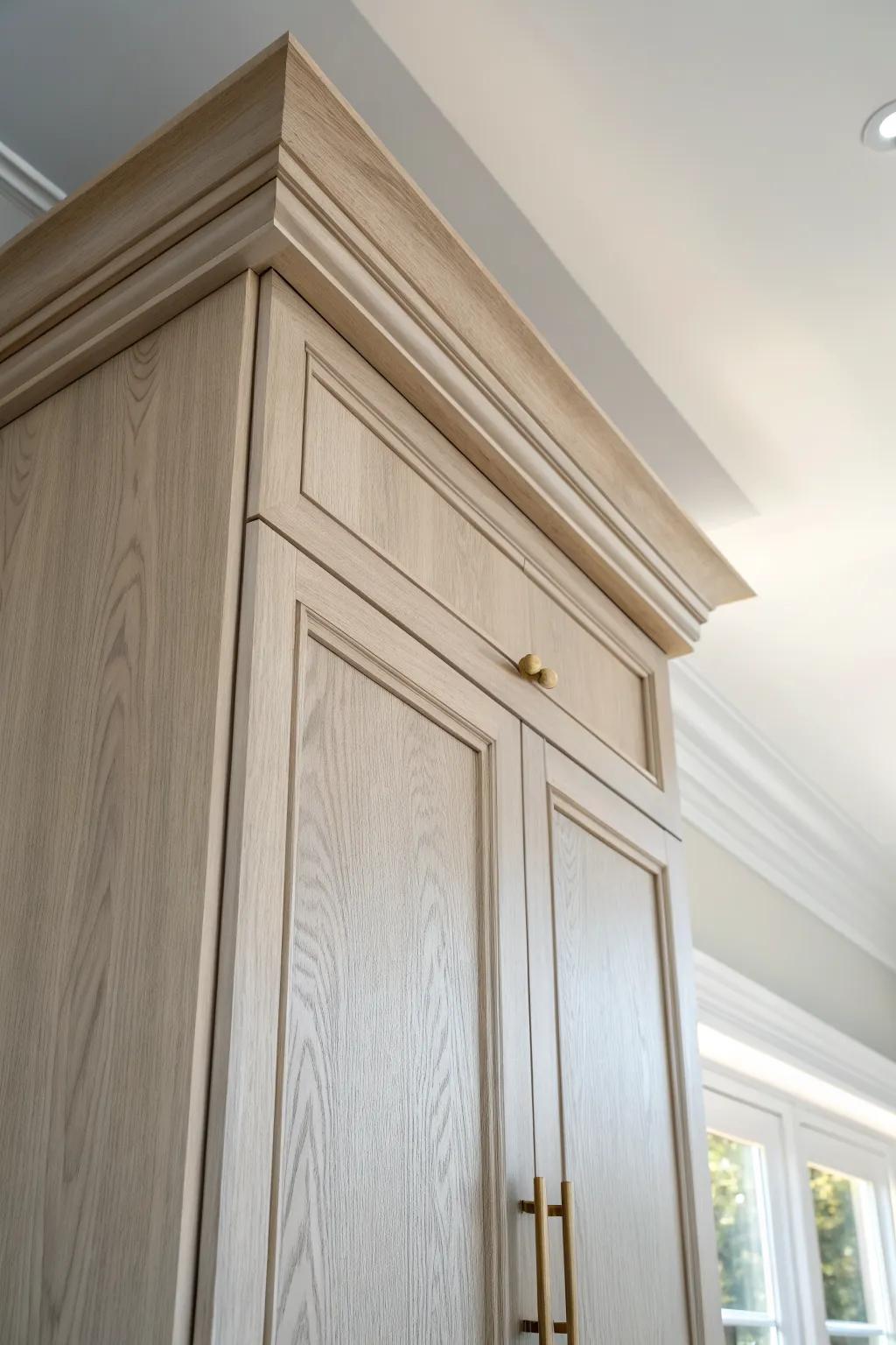 Trim-look panel, secret cabinet: ceiling-high storage that stays sleek, clean, and clutter-free.
