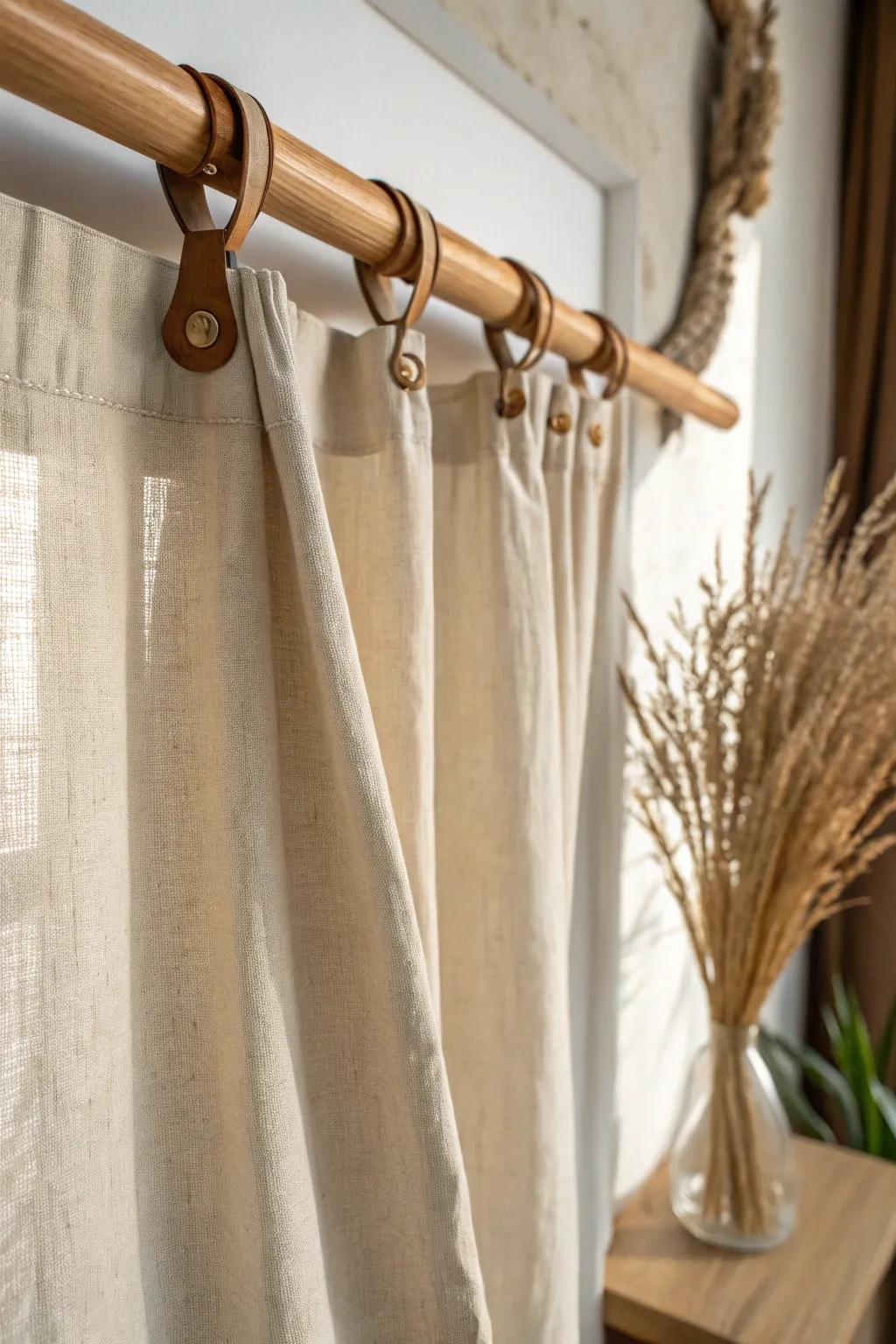 Swap a bulky closet door for a linen curtain—soft, space-saving, and easy to keep tidy.