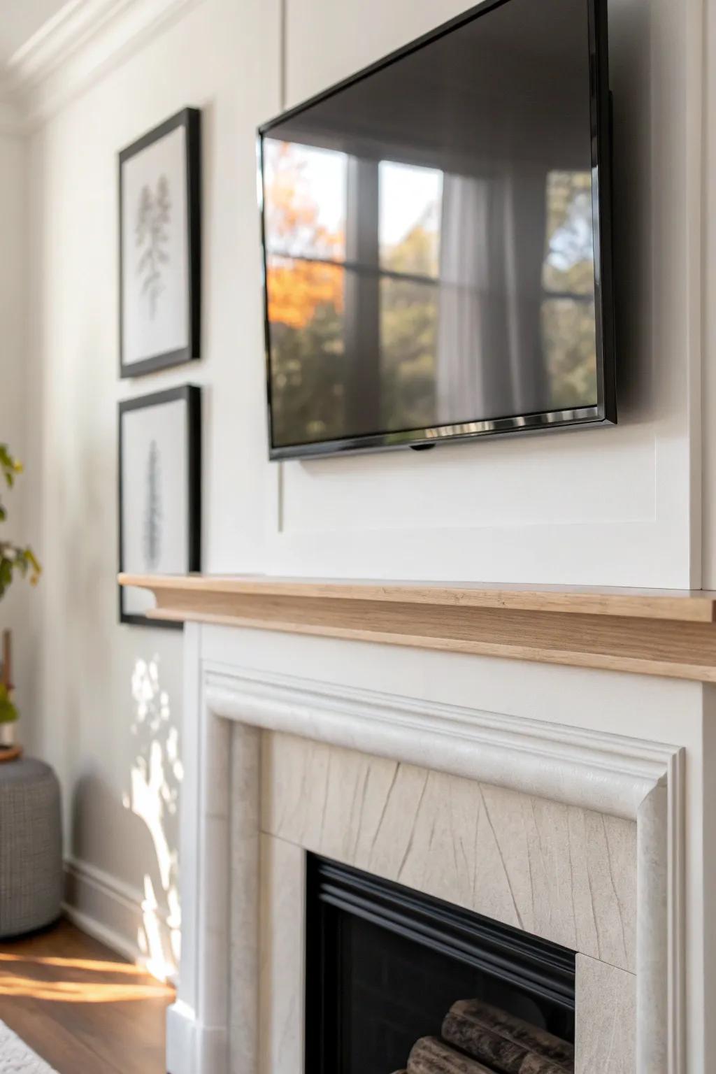Make your TV over the fireplace feel like decor—choose an art-display mode screen.