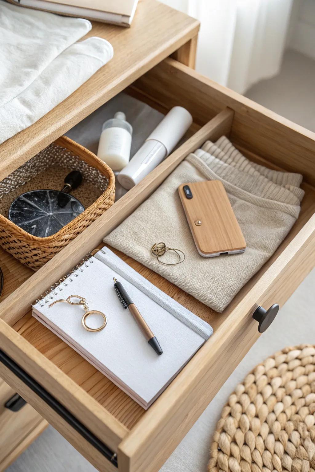 Designate one “clutter quarantine” drawer—then reset it weekly for calm, clear surfaces.