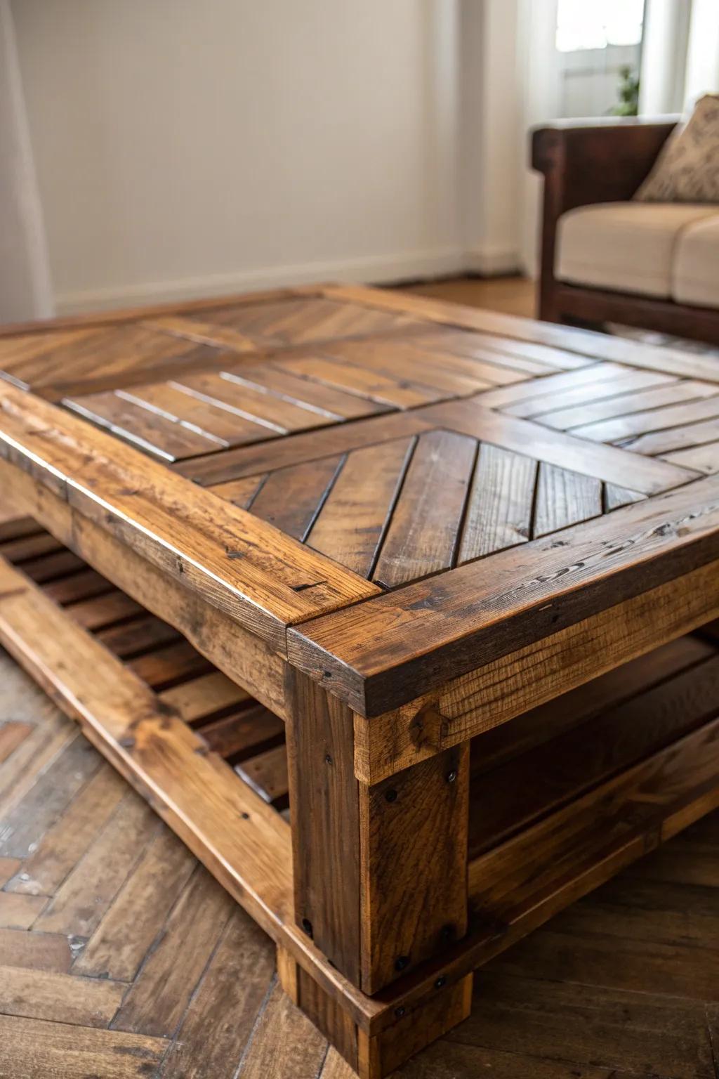 Elevate your space with eco-friendly elegance: a handcrafted pallet coffee table finished in natural oils.