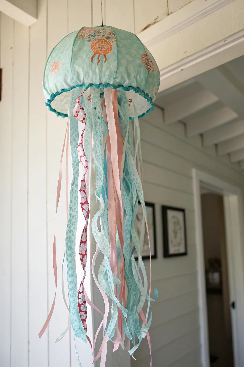 Embrace oceanic whimsy with this charming jellyfish craft, perfect for adding a splash of creativity and elegance to any room.