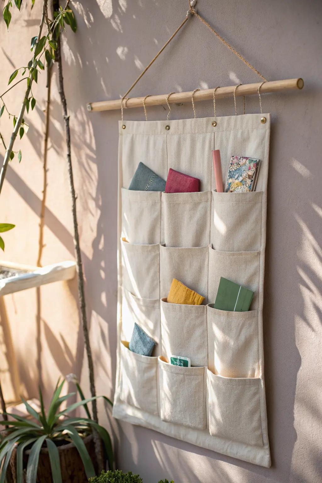 Elevate your storage game with this chic and crafty hanging fabric roll for plastic bags!
