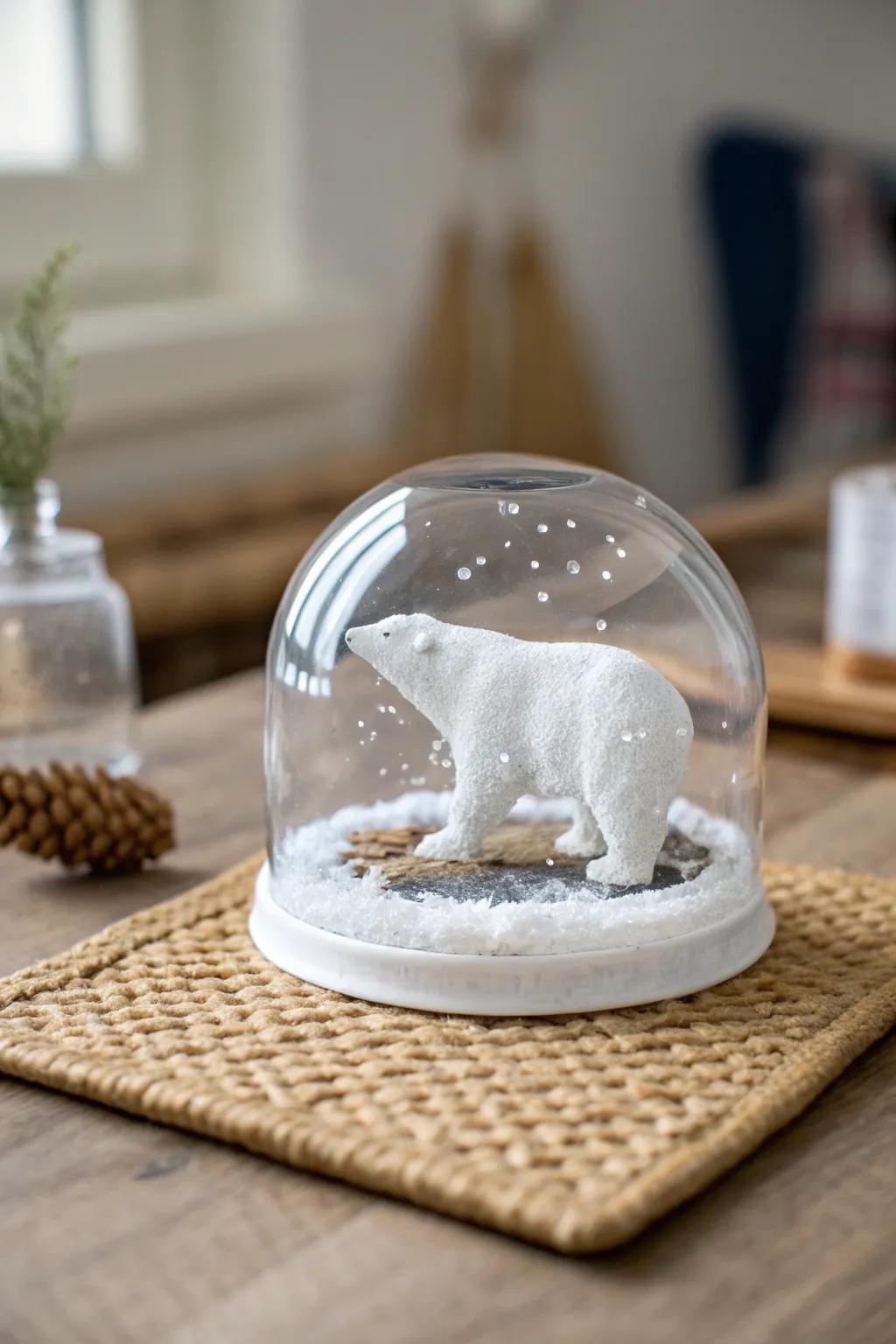 Capture the magic of winter with this charming DIY polar bear snow globe!