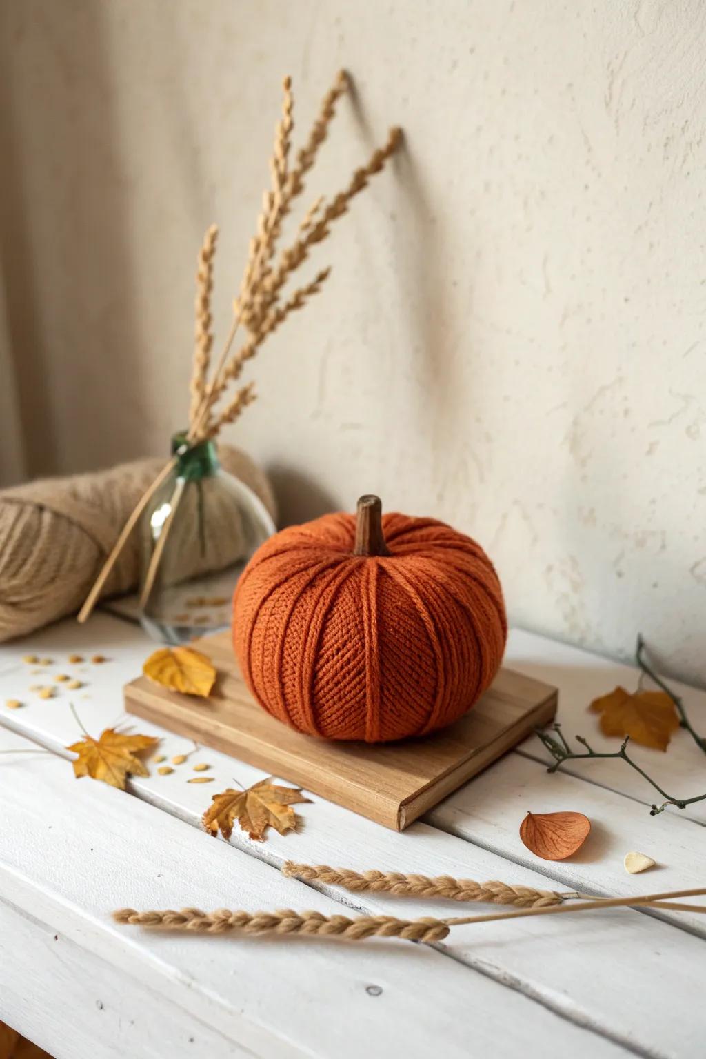 Embrace the cozy charm of autumn with this handcrafted yarn pumpkin, a delightful blend of Scandinavian minimalism and Boho warmth.