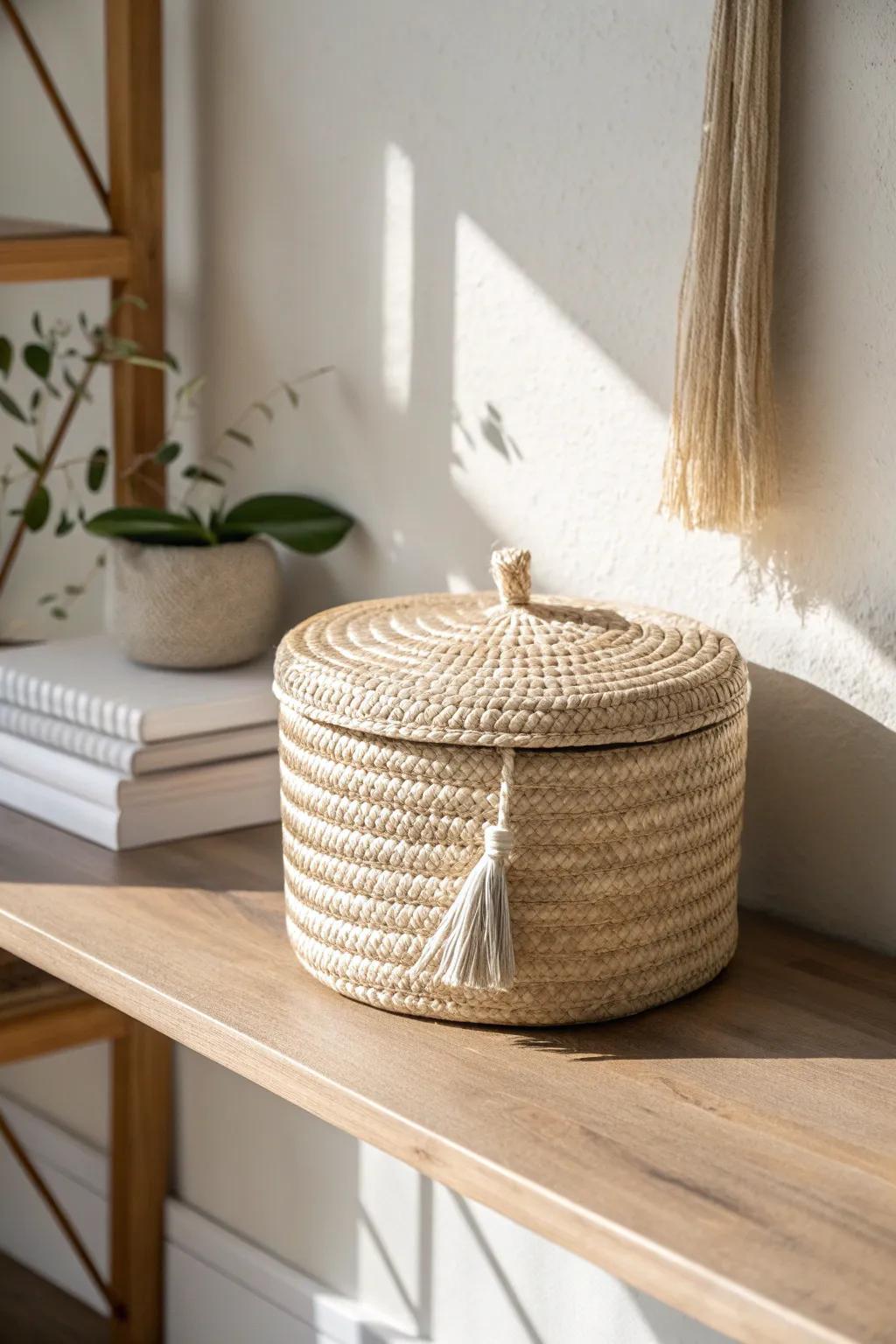 A chic woven basket that doubles as decor—beautiful storage that disappears in plain sight.