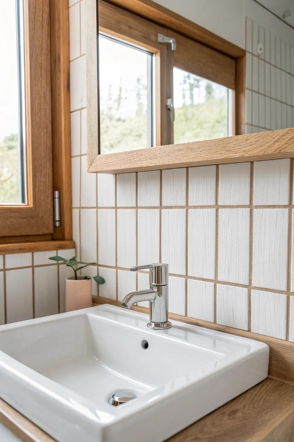 Rental trick: a removable backsplash panel that makes your sink look instantly built-in.