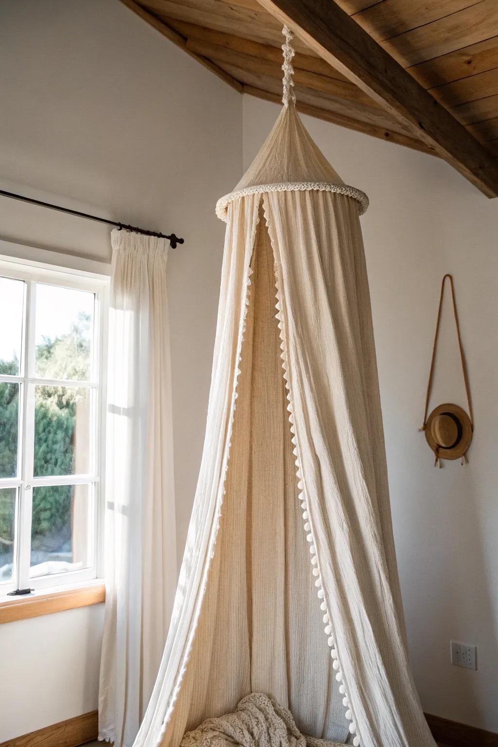 A dreamy canopy transforms any corner into a calm, cozy hideaway—no extra floor space needed.