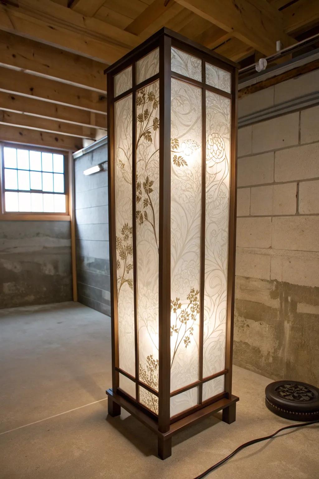 Elevate your basement's style with artful translucence.