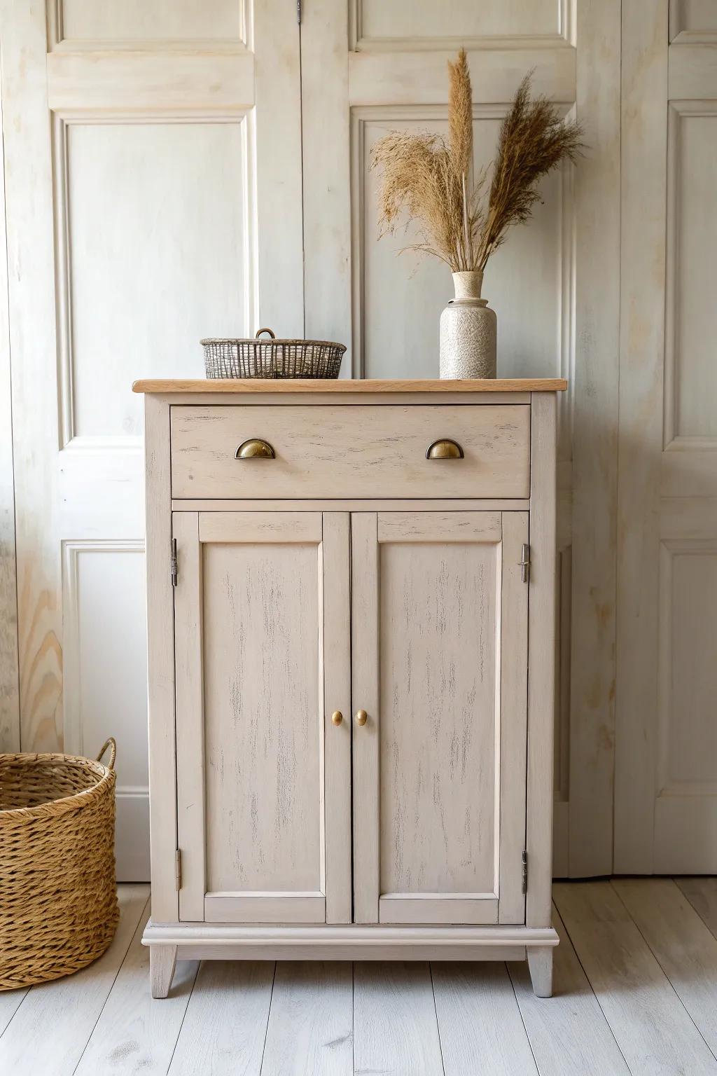 Thrifted cabinets, one paint color + simple hardware—budget kitchenette that looks custom.