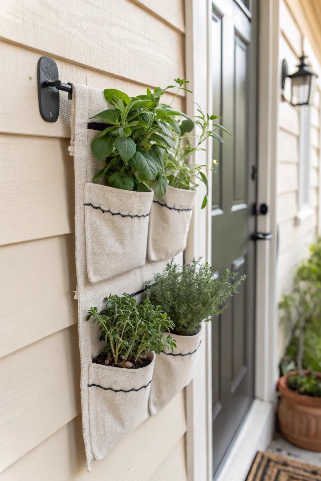 A pocket herb garden by the door—fresh scent, easy picking, and instant curb charm.