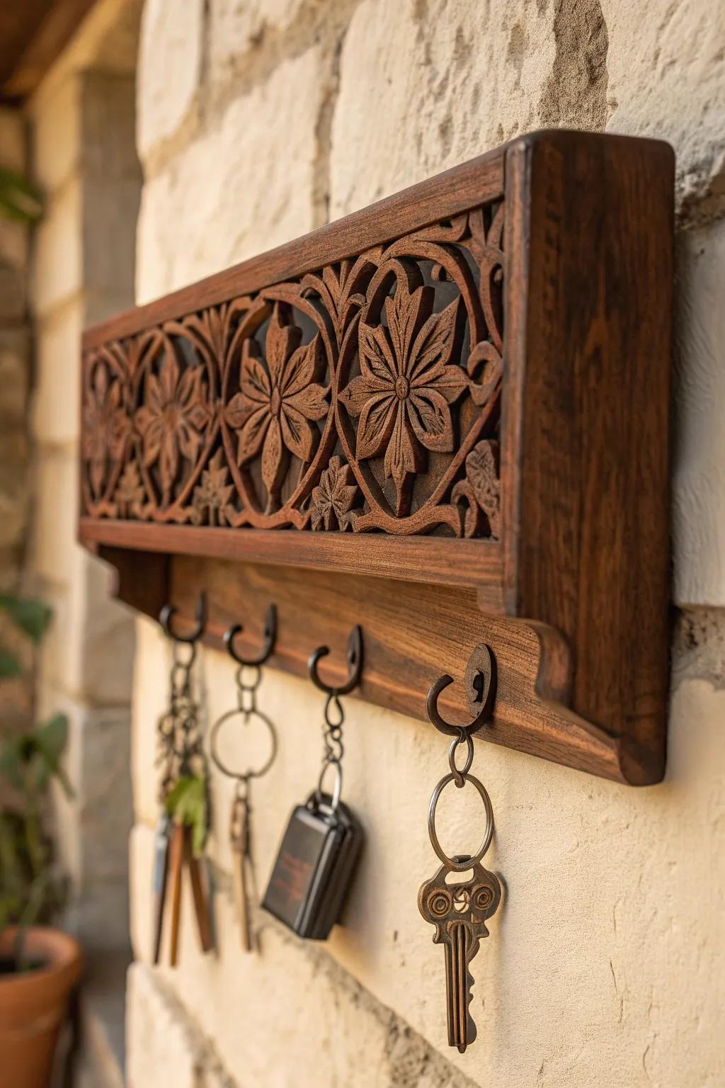 Elegance meets functionality: Handcrafted wooden key holder for the modern gentleman.