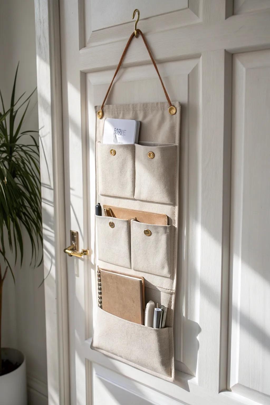 Turn the back of your door into hidden office storage—no floor space required, ever.