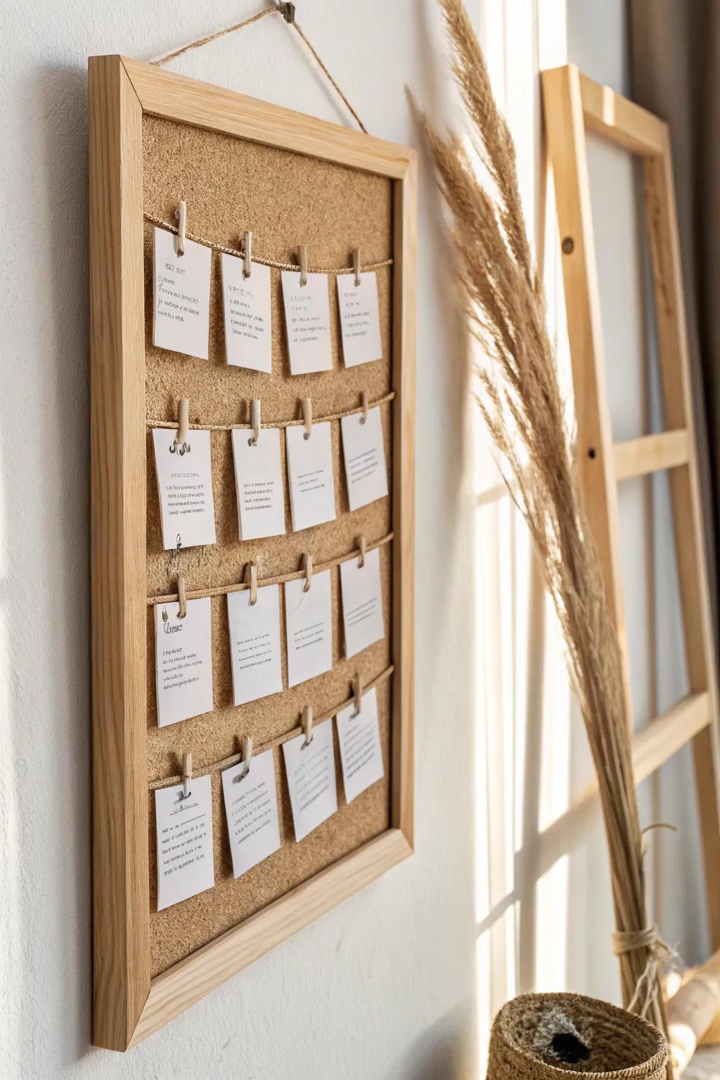 Feeling overwhelmed? Pull a tiny next-step card from this calm, minimalist bulletin board.