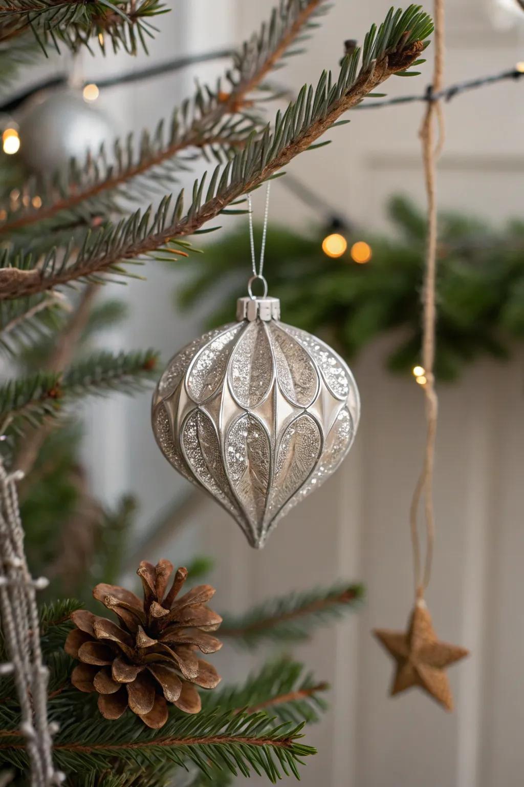Add a touch of handmade elegance to your holiday decor with shimmering aluminum foil ornaments.