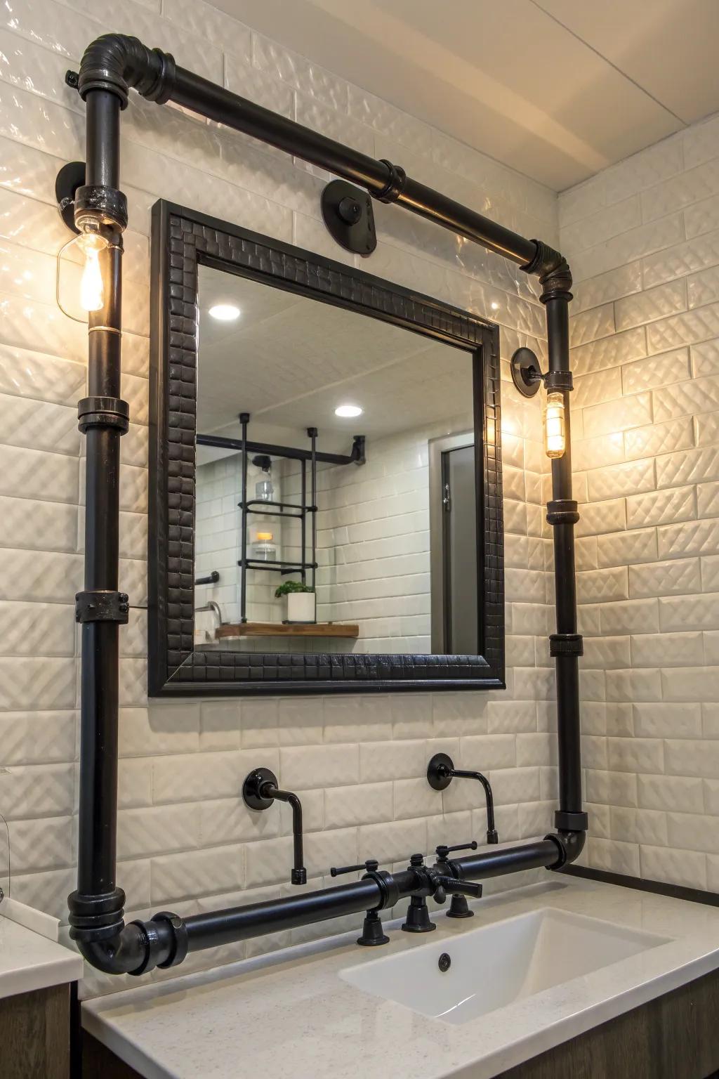 Transform your space with a bold, industrial pipe mirror frame—where craftsmanship meets style.