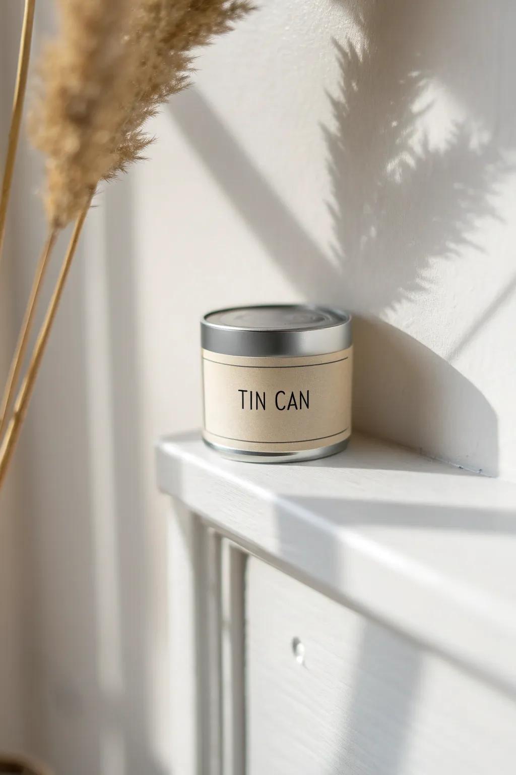 A sleek magnetic strip turns small cans into a floating pantry—minimal, chic, and space-smart.