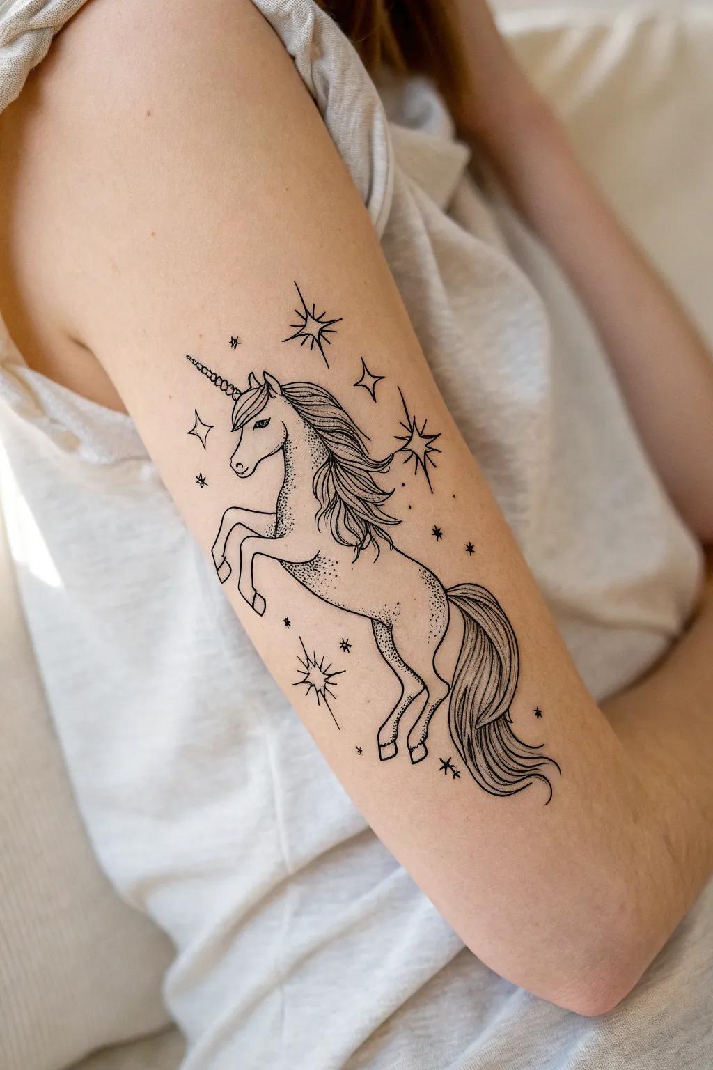 Embrace the magic of mythical creatures with elegant DIY temporary tattoos that blend fantasy with minimalist beauty.