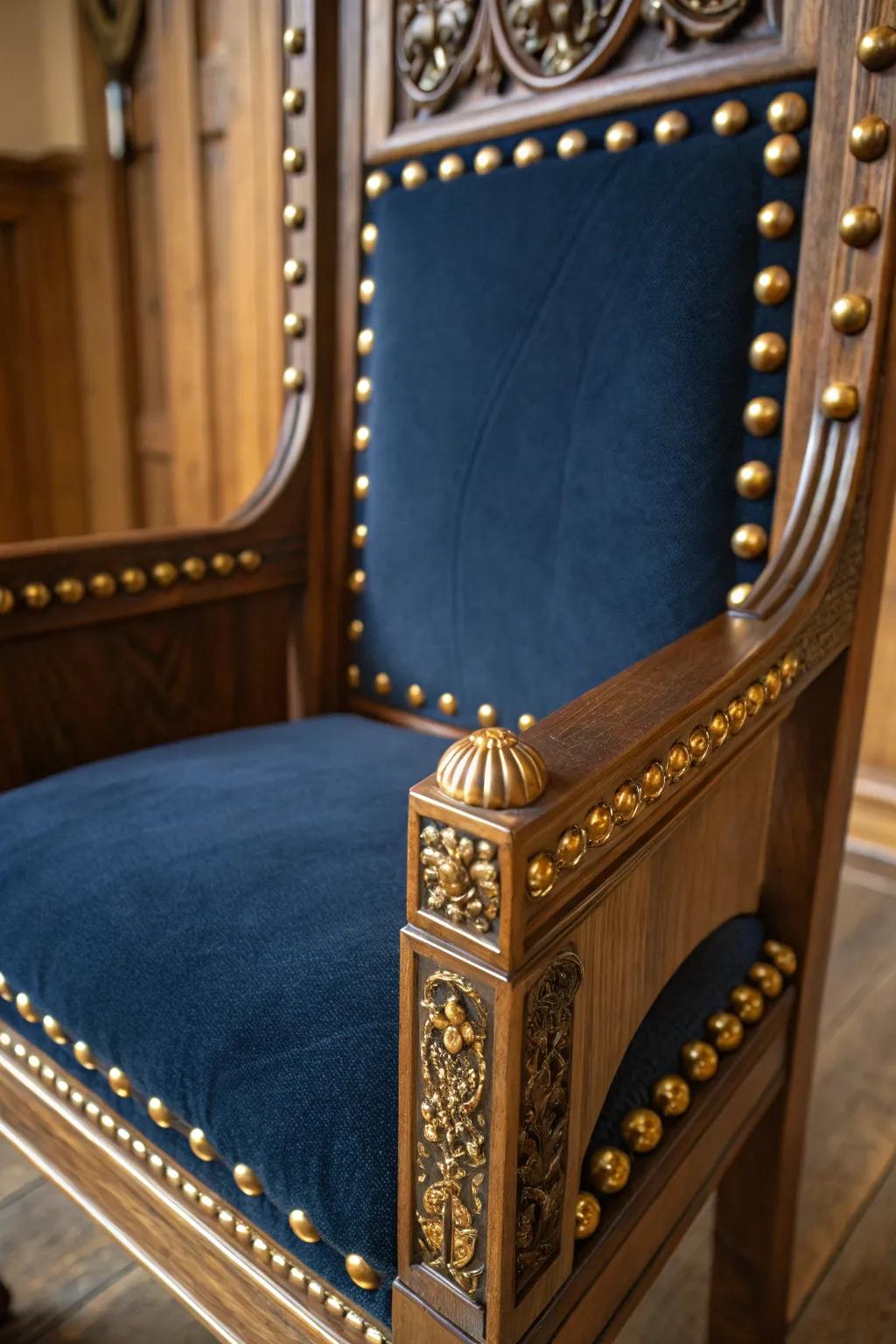 Craft Your Own Legacy: Elevate Your Throne Chair with Precision Brass Detailing.