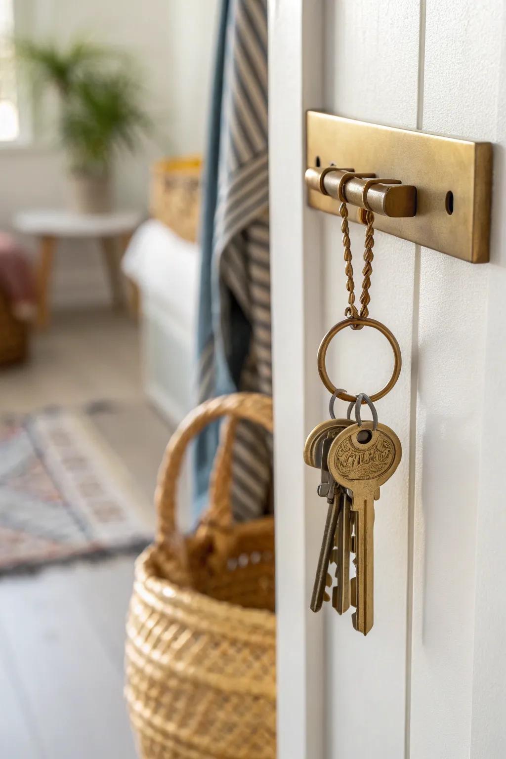 Turn your keys into decor with a sleek magnetic strip—minimal, modern, and clutter-free.