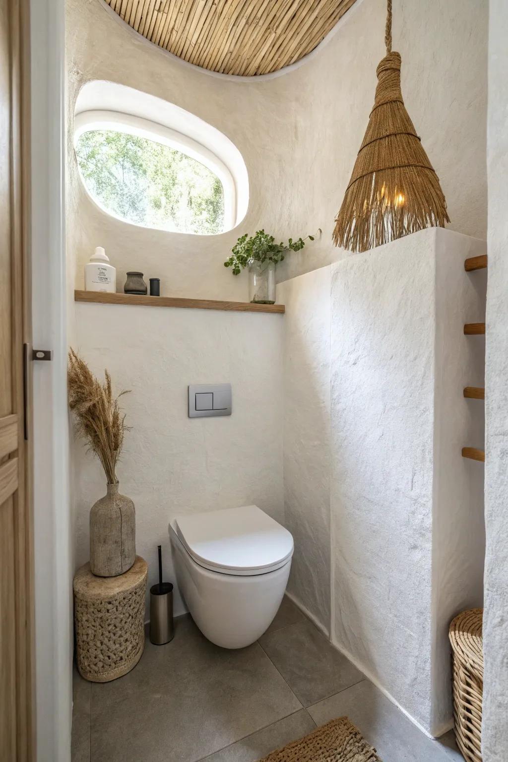 A tiny toilet nook that feels like a secret hideaway—minimal, warm, and beautifully crafted.