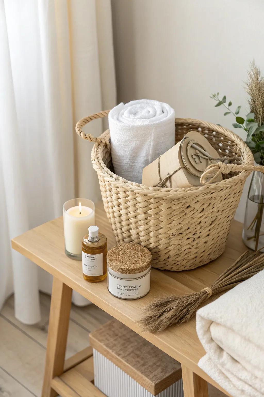 All-cream monochrome hamper: small-space friendly, handcrafted, and instantly luxe-looking.