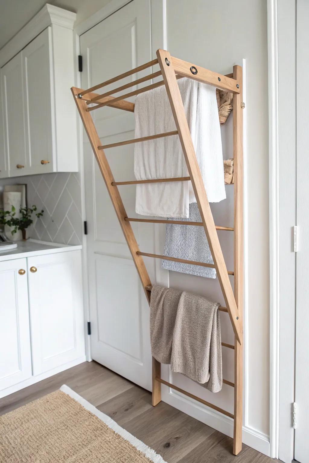 A hidden fold-out drying wall inside your laundry closet—tidy, minimal, and beautifully practical.