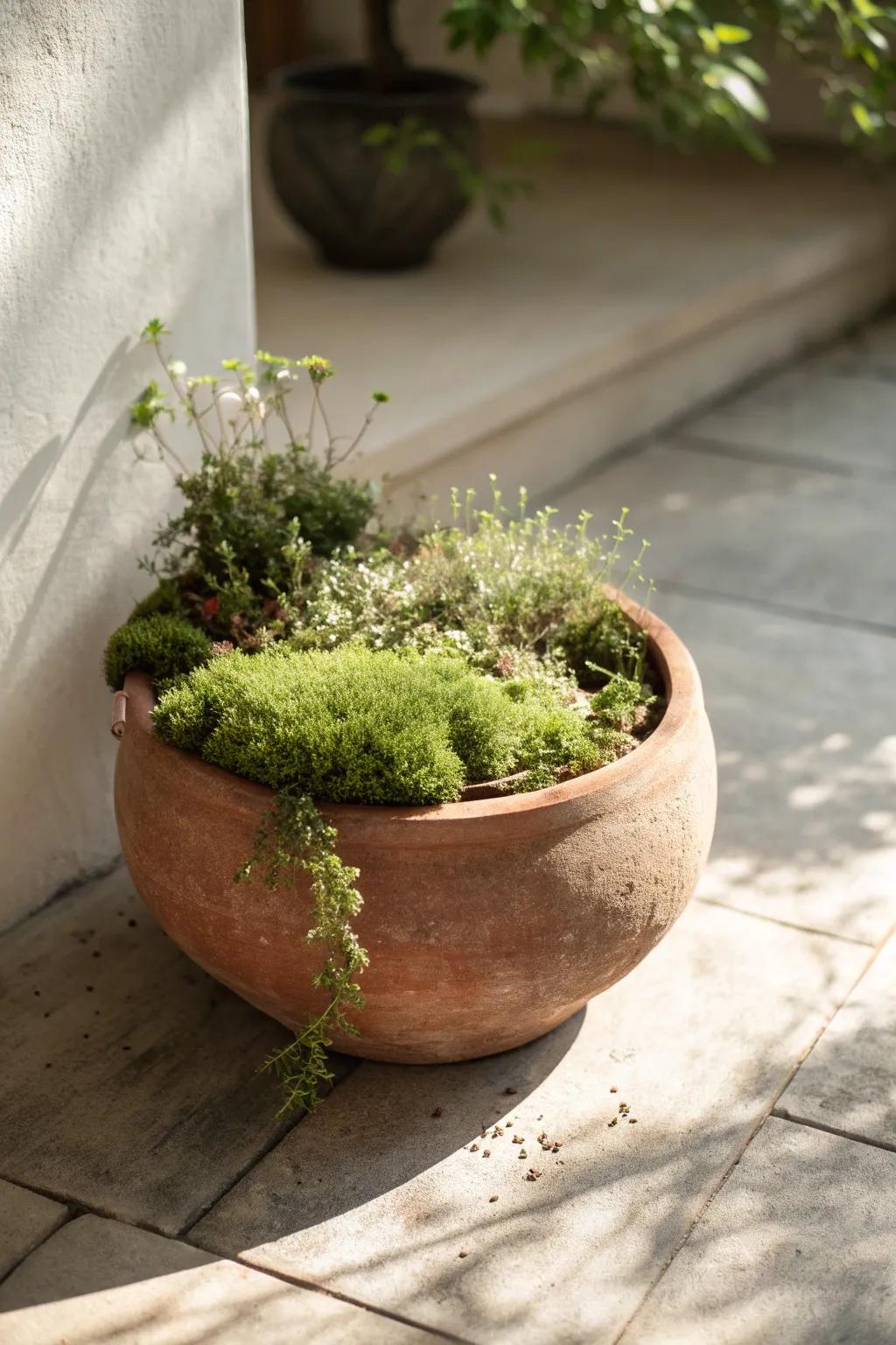 Velvety moss = a magical no-grass ground cover for shady backyards—soft, calm, and low effort.