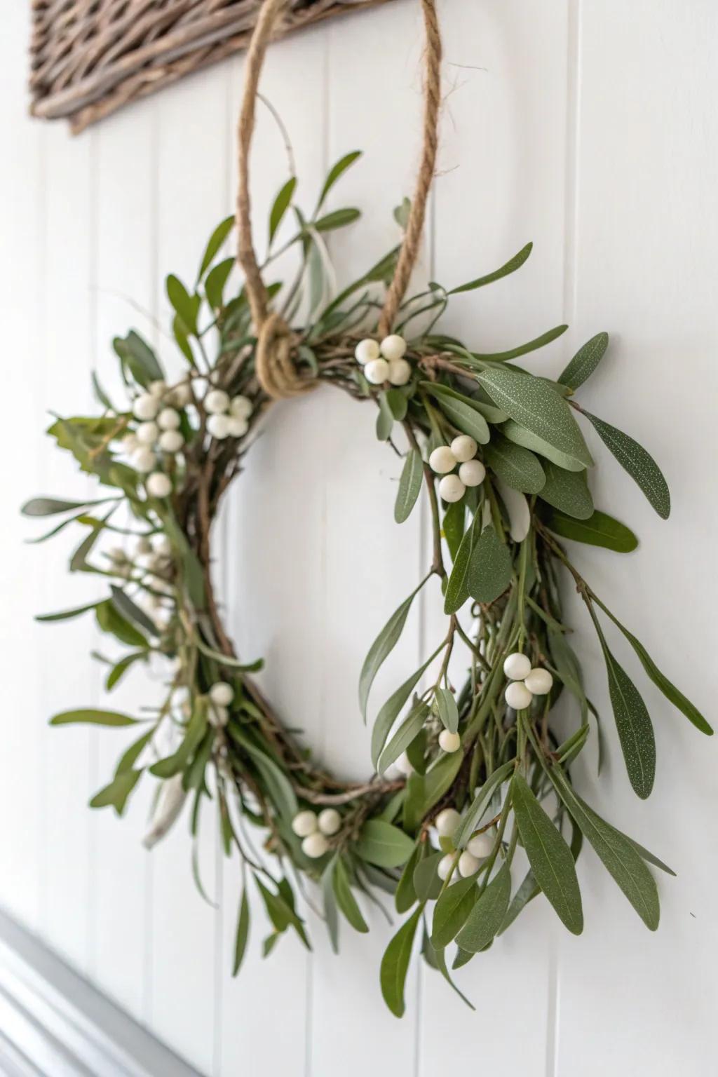 Elevate your holiday decor with this stunning mistletoe wall art, where simplicity meets elegance.