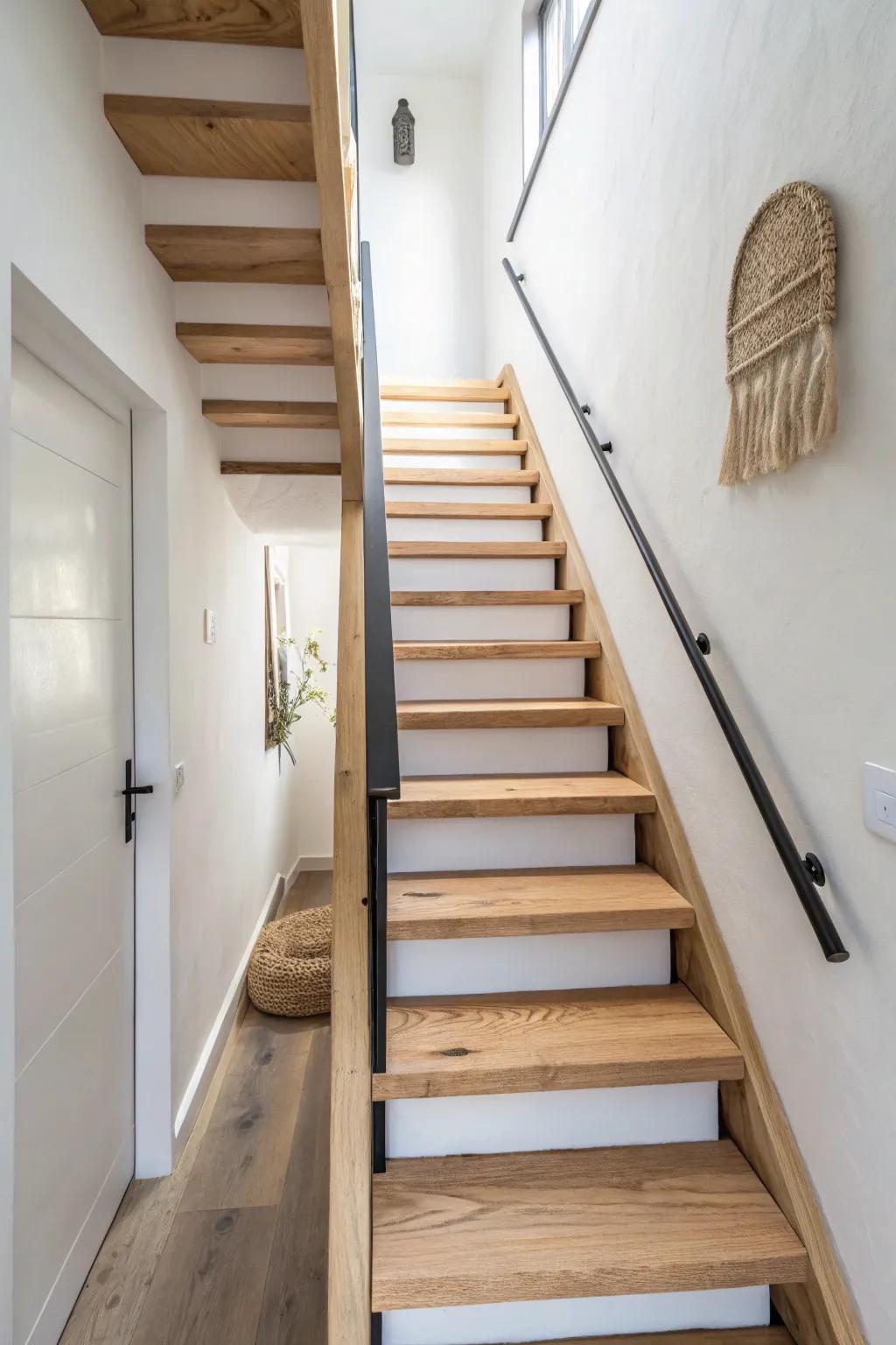 Alternating tread stairs: a space-saving staircase that still feels airy and crafted.