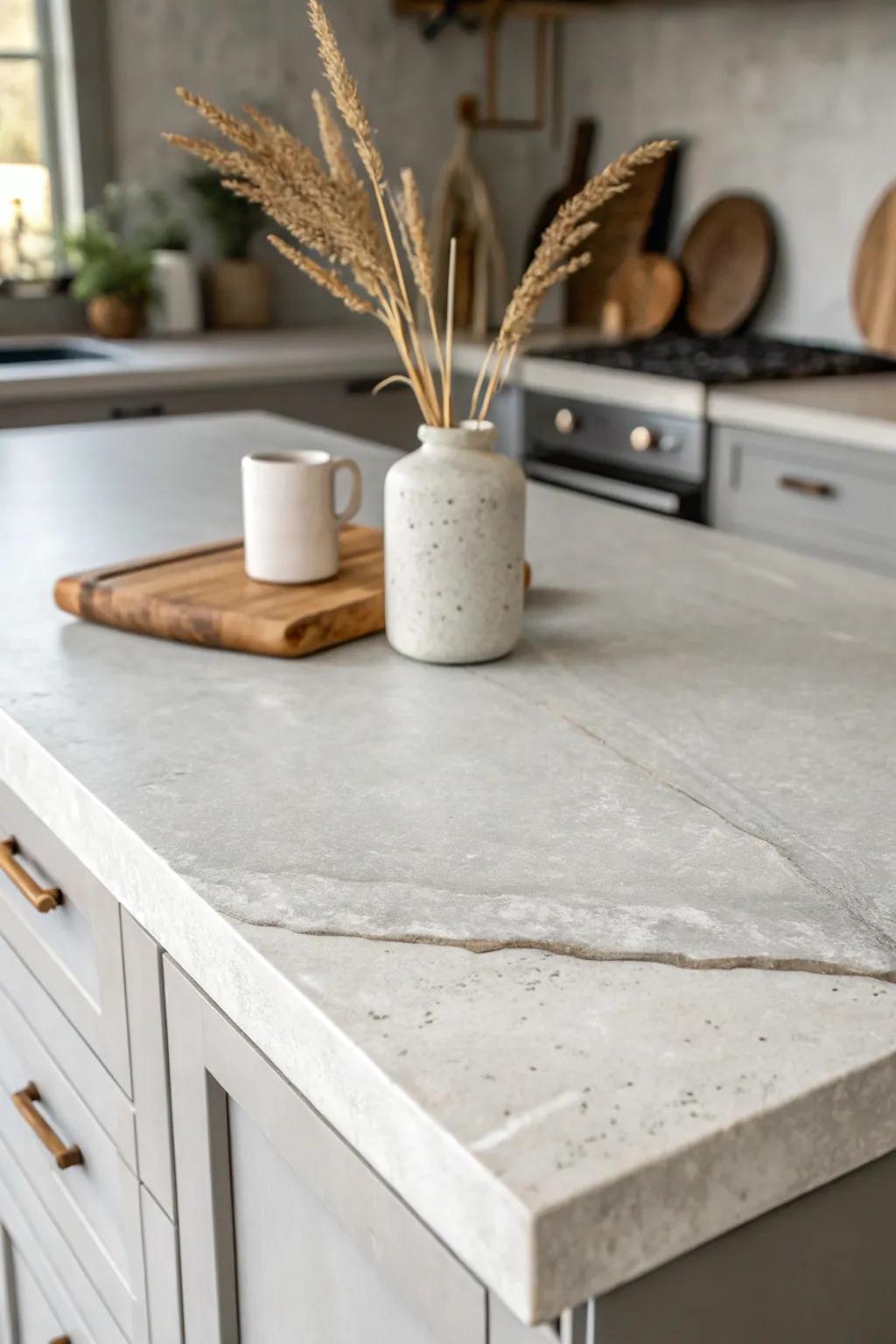 Transform your kitchen with the timeless elegance of a concrete skim coat countertop.