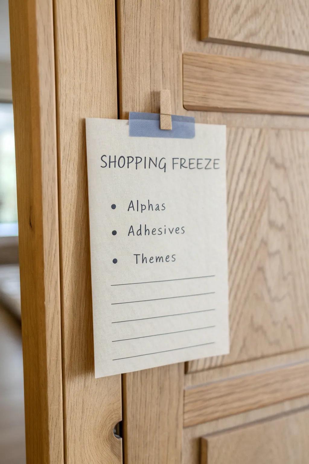 A simple “shopping freeze” inventory card that stops duplicate buys—pretty, practical, and tidy.