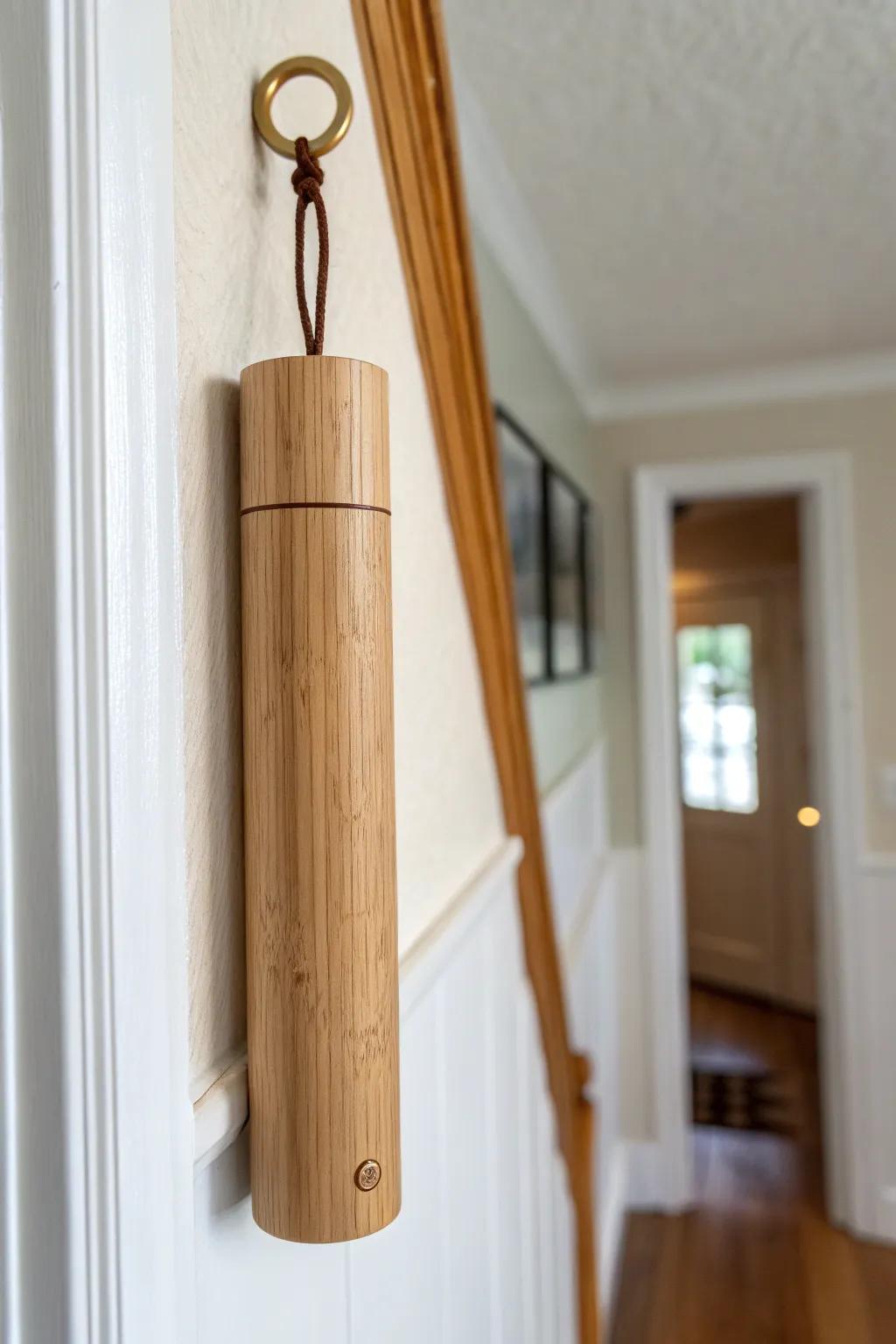 A wall-mounted sound tube brings a soothing one-minute reset—minimal, warm, and quietly sensory.