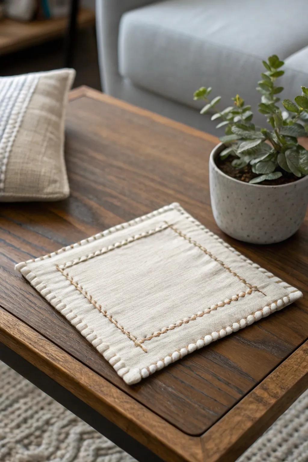 Add a touch of elegance to your coffee table with handcrafted coasters that showcase simplicity and style.