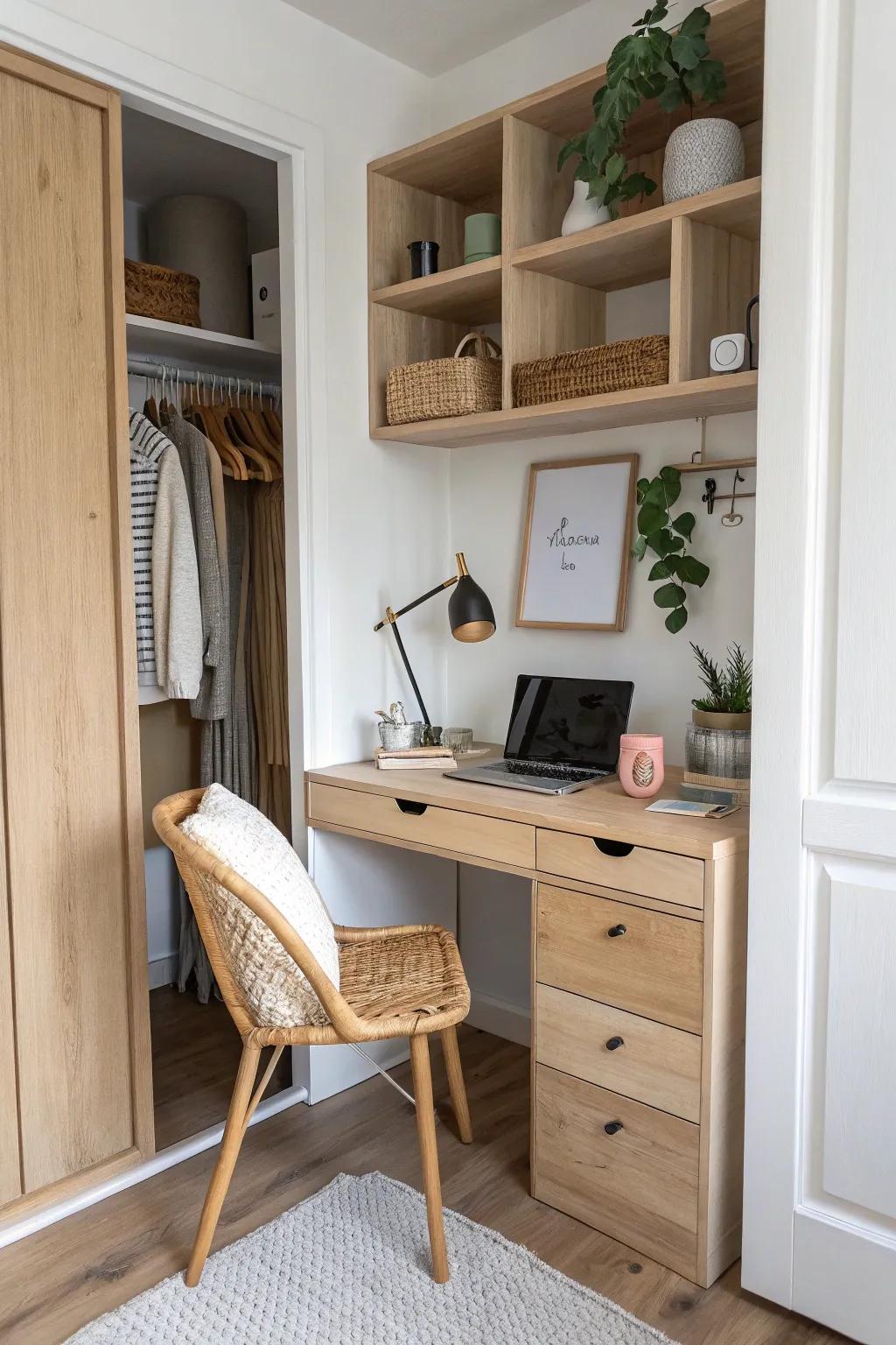 Deep closet? Tuck your desk inside for a serene mini office nook and a roomier dorm feel.