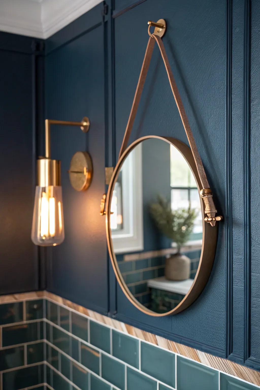 Moody color-drench walls + warm light make a tiny ensuite feel like a luxe hotel nook.