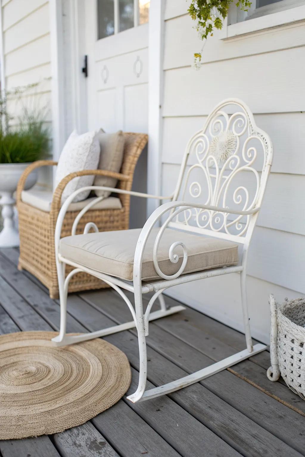 Thrifted vintage porch chair makeover—outdoor paint + a minimalist boho porch glow-up.